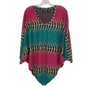 Magic Scarf Top Women's OSFM One size Multicolored Poncho-Style Bohemian Vintage